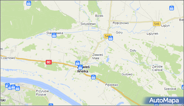 mapa Zławieś Mała, Zławieś Mała na mapie Targeo