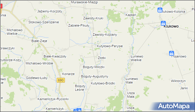 mapa Złotki gmina Boguty-Pianki, Złotki gmina Boguty-Pianki na mapie Targeo
