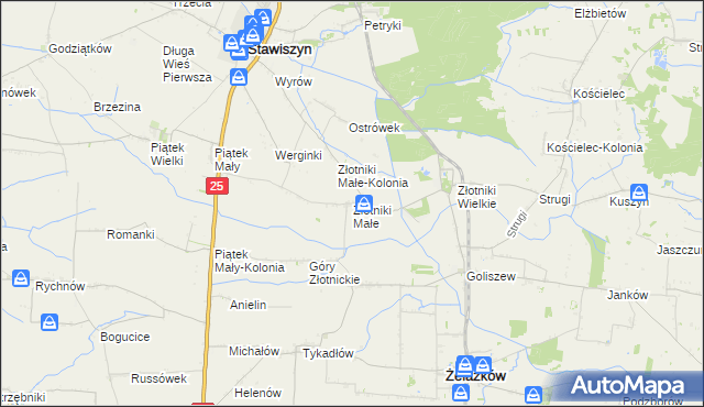 mapa Złotniki Małe, Złotniki Małe na mapie Targeo