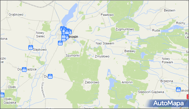 mapa Zmysłowo gmina Jutrosin, Zmysłowo gmina Jutrosin na mapie Targeo