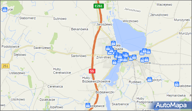 mapa Żnin-Wieś, Żnin-Wieś na mapie Targeo