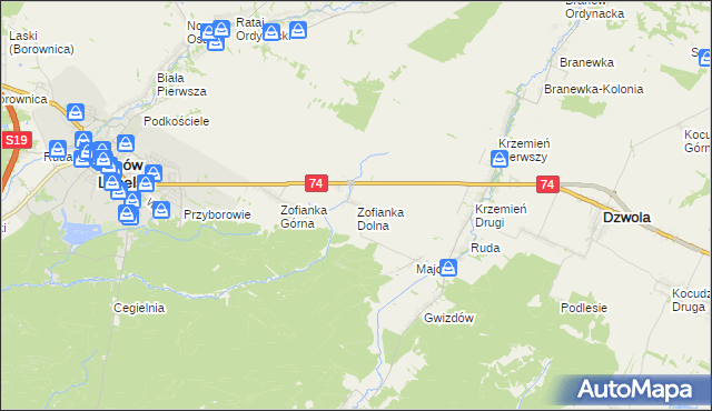 mapa Zofianka Dolna, Zofianka Dolna na mapie Targeo