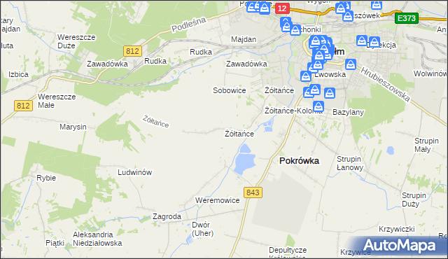 mapa Żółtańce, Żółtańce na mapie Targeo