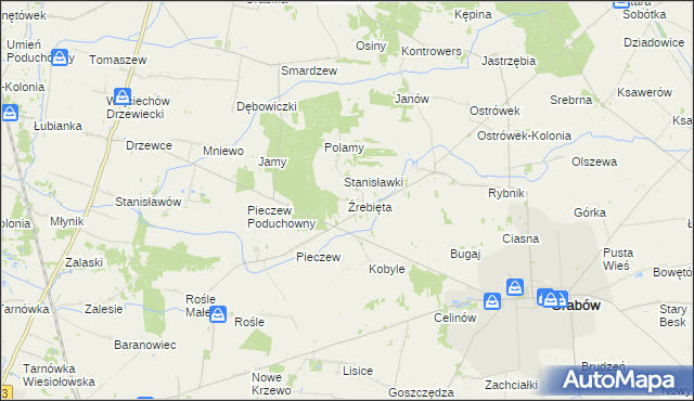 mapa Źrebięta, Źrebięta na mapie Targeo