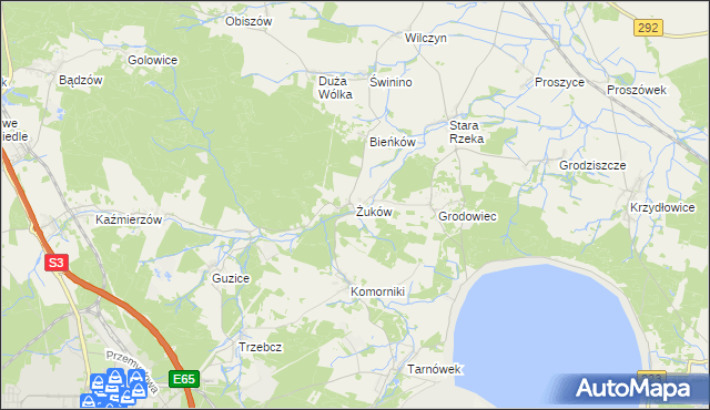 mapa Żuków gmina Polkowice, Żuków gmina Polkowice na mapie Targeo