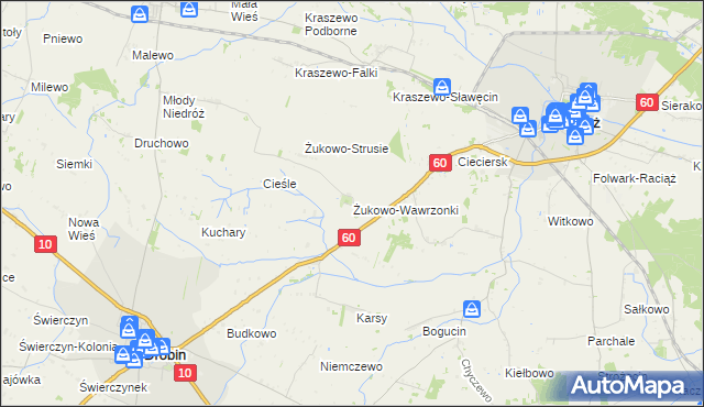 mapa Żukowo-Wawrzonki, Żukowo-Wawrzonki na mapie Targeo