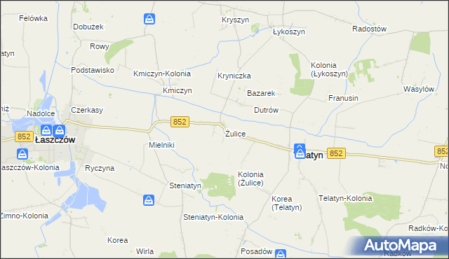 mapa Żulice, Żulice na mapie Targeo