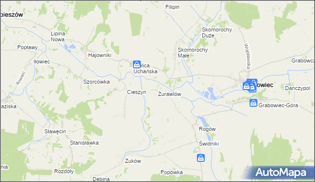 mapa Żurawlów, Żurawlów na mapie Targeo