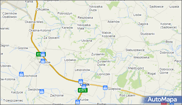 mapa Żurawniki gmina Lipnik, Żurawniki gmina Lipnik na mapie Targeo