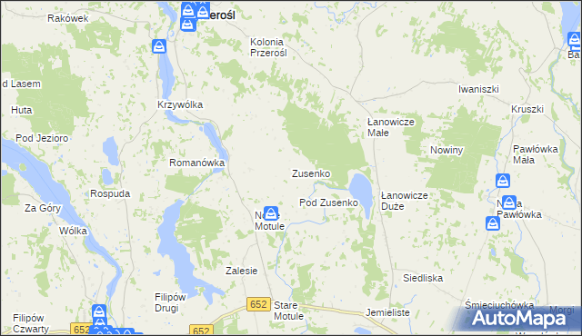 mapa Zusenko, Zusenko na mapie Targeo