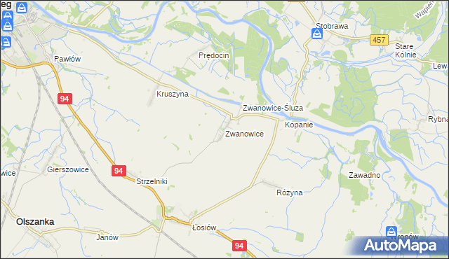 mapa Zwanowice gmina Skarbimierz, Zwanowice gmina Skarbimierz na mapie Targeo
