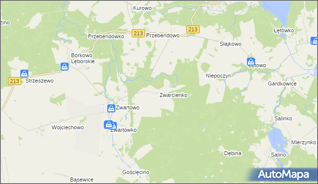 mapa Zwarcienko, Zwarcienko na mapie Targeo