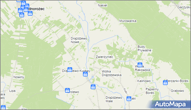 mapa Zwierzyniec gmina Krasnosielc, Zwierzyniec gmina Krasnosielc na mapie Targeo