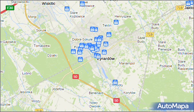 mapa Żyrardów, Żyrardów na mapie Targeo