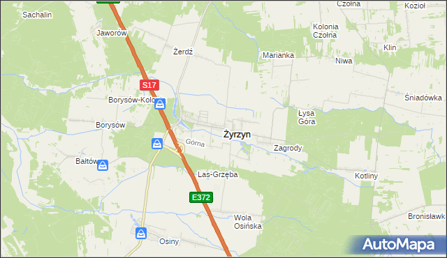mapa Żyrzyn, Żyrzyn na mapie Targeo