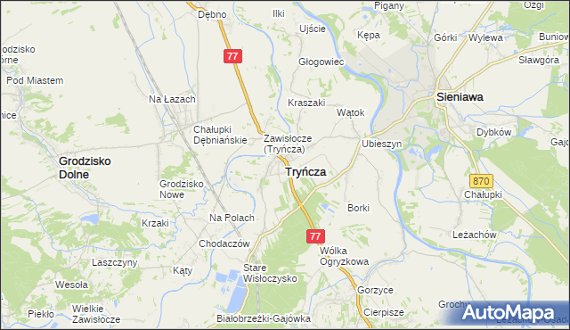 mapa Tryńcza, Tryńcza na mapie Targeo