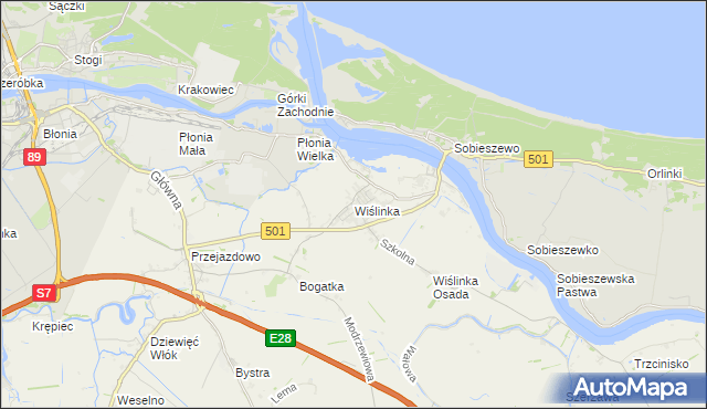 mapa Wiślinka, Wiślinka na mapie Targeo