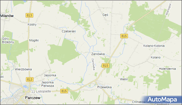 mapa Zaniówka, Zaniówka na mapie Targeo