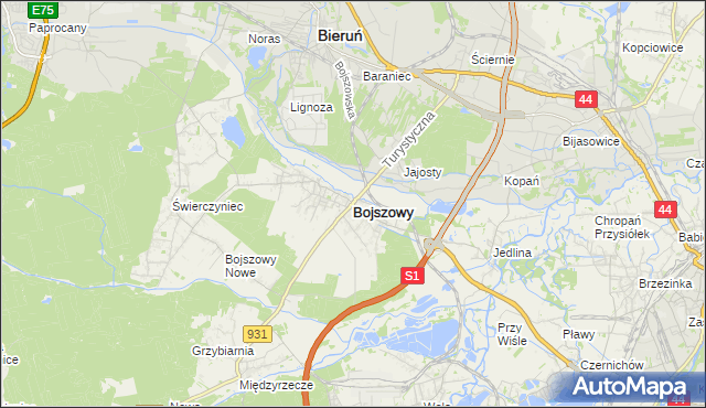 mapa Bojszowy, Bojszowy na mapie Targeo