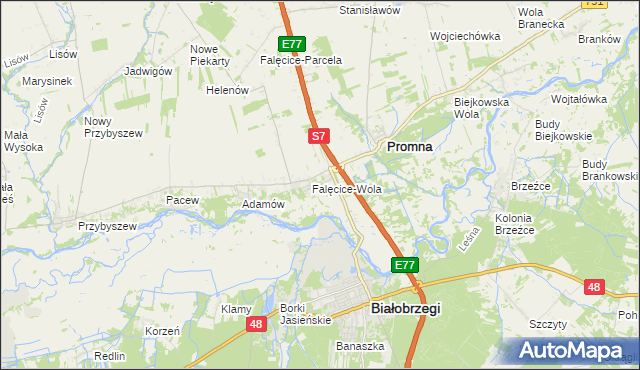 mapa Falęcice, Falęcice na mapie Targeo