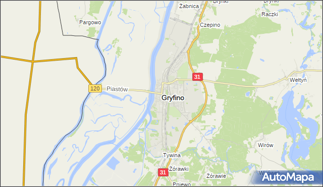 mapa Gryfino, Gryfino na mapie Targeo