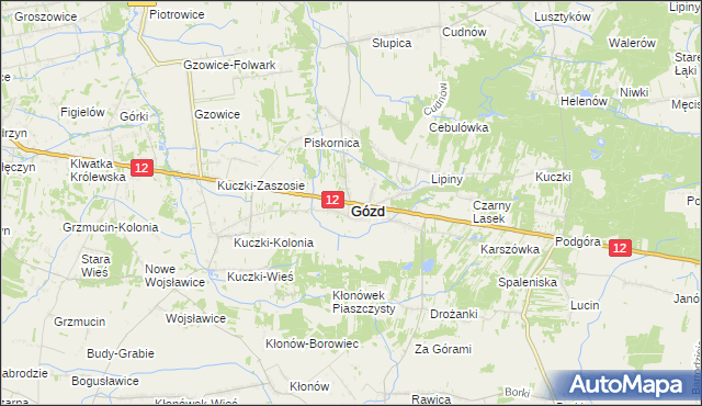 mapa Gózd powiat radomski, Gózd powiat radomski na mapie Targeo