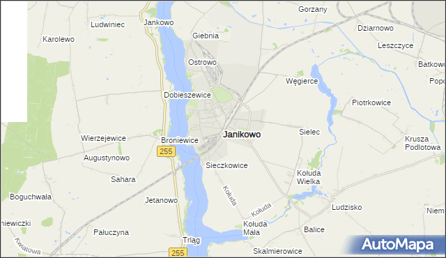 mapa Janikowo powiat inowrocławski, Janikowo powiat inowrocławski na mapie Targeo