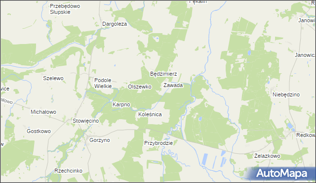 mapa Kokoszki gmina Główczyce, Kokoszki gmina Główczyce na mapie Targeo