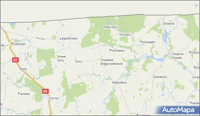 mapa Olszewo Węgorzewskie, Olszewo Węgorzewskie na mapie Targeo