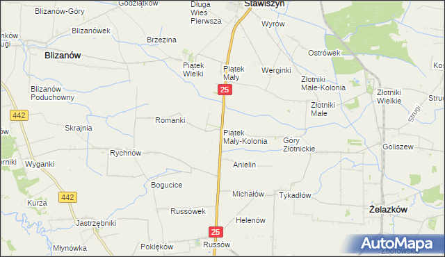 mapa Piątek Mały-Kolonia, Piątek Mały-Kolonia na mapie Targeo