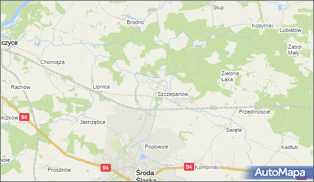 mapa Szczepanów gmina Środa Śląska, Szczepanów gmina Środa Śląska na mapie Targeo