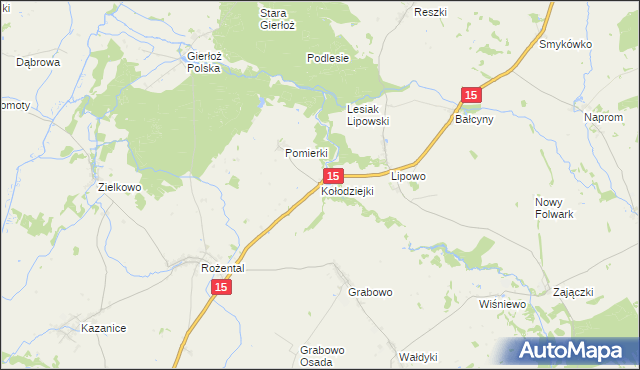 mapa Kołodziejki, Kołodziejki na mapie Targeo