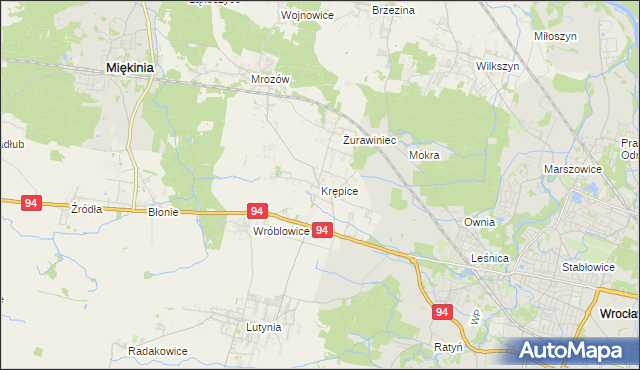 mapa Krępice gmina Miękinia, Krępice gmina Miękinia na mapie Targeo