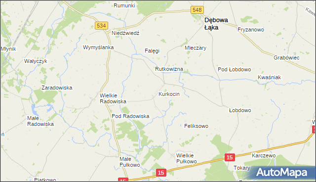 mapa Kurkocin, Kurkocin na mapie Targeo