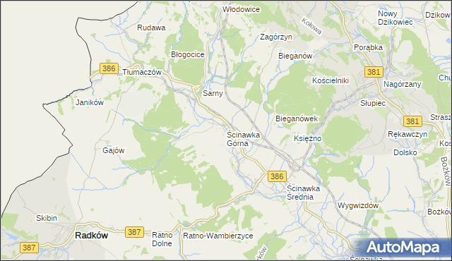 mapa Ścinawka Górna, Ścinawka Górna na mapie Targeo