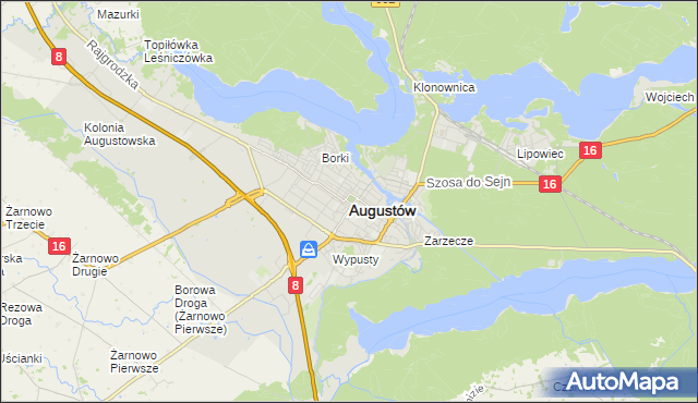 mapa Augustów, Augustów na mapie Targeo