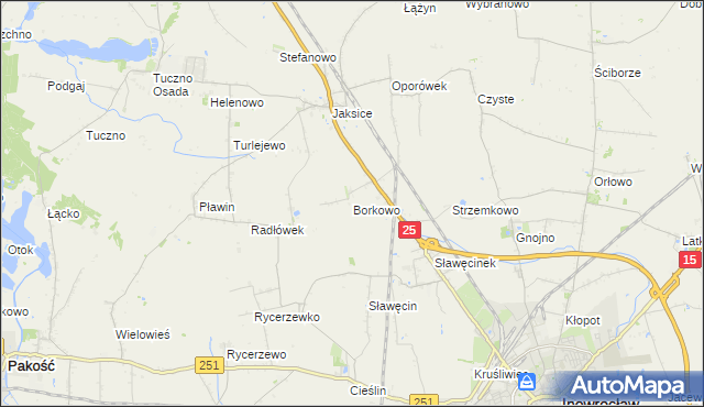 mapa Borkowo gmina Inowrocław, Borkowo gmina Inowrocław na mapie Targeo