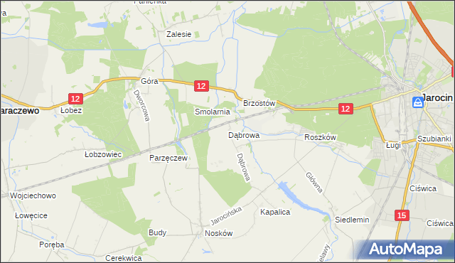 mapa Dąbrowa gmina Jarocin, Dąbrowa gmina Jarocin na mapie Targeo