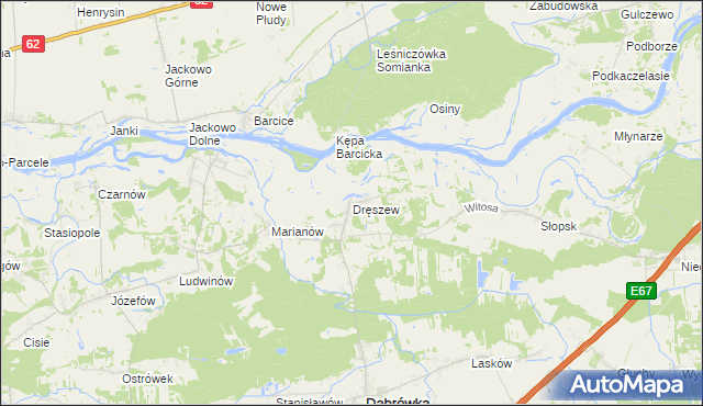 mapa Dręszew, Dręszew na mapie Targeo