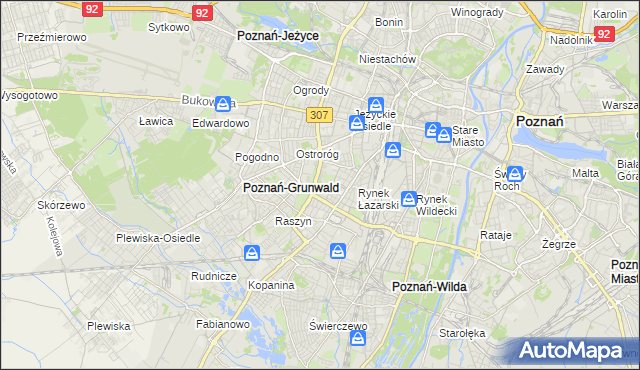 mapa Łazarz gmina Poznań, Łazarz gmina Poznań na mapie Targeo
