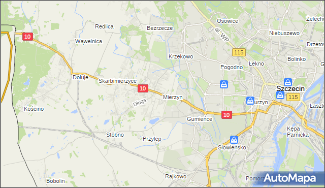 mapa Mierzyn gmina Dobra (Szczecińska), Mierzyn gmina Dobra (Szczecińska) na mapie Targeo