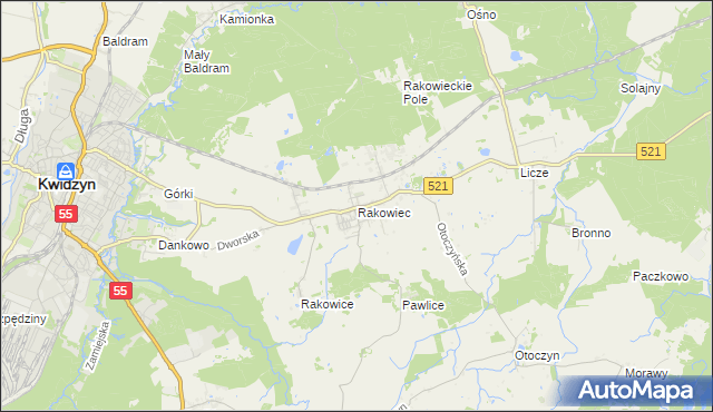 mapa Rakowiec gmina Kwidzyn, Rakowiec gmina Kwidzyn na mapie Targeo