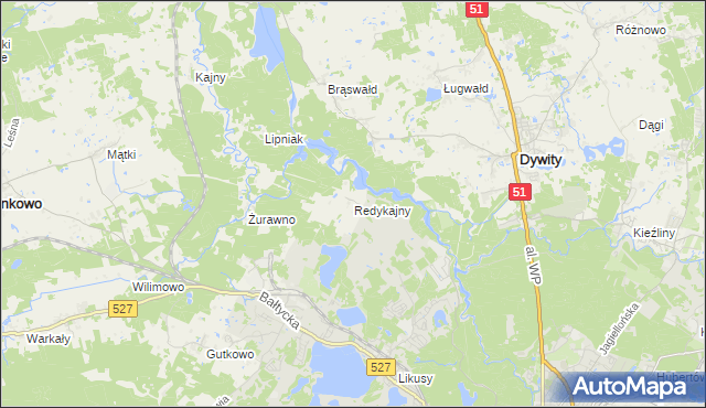 mapa Redykajny, Redykajny na mapie Targeo