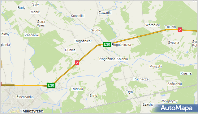 mapa Rogoźnica-Kolonia, Rogoźnica-Kolonia na mapie Targeo