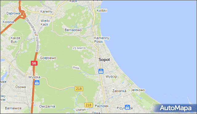 mapa Sopotu, Sopot na mapie Targeo