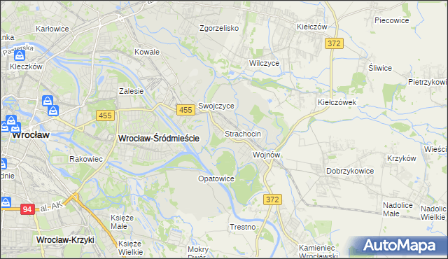mapa Strachocin gmina Wrocław, Strachocin gmina Wrocław na mapie Targeo