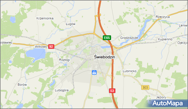 mapa Świebodzin, Świebodzin na mapie Targeo