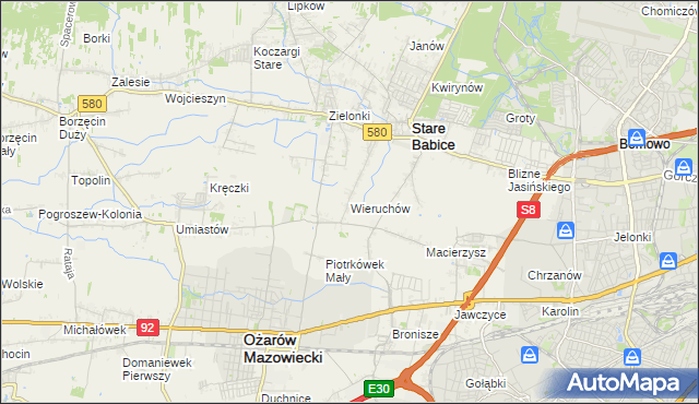 mapa Wieruchów, Wieruchów na mapie Targeo