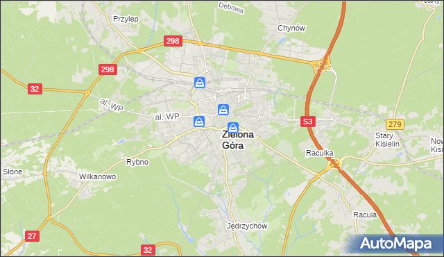 mapa Zielona Góra, Zielona Góra na mapie Targeo