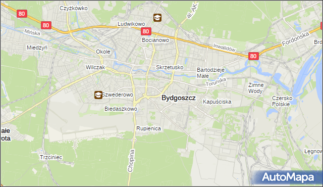 mapa Bydgoszczy, Bydgoszcz na mapie Targeo